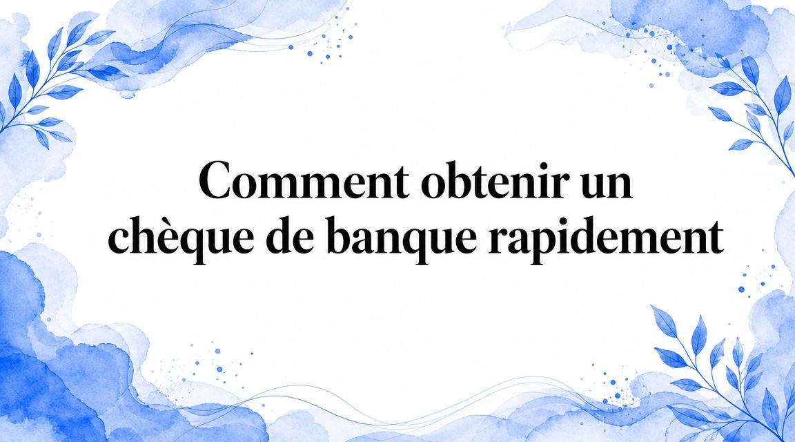 Comment obtenir un chèque de banque rapidement